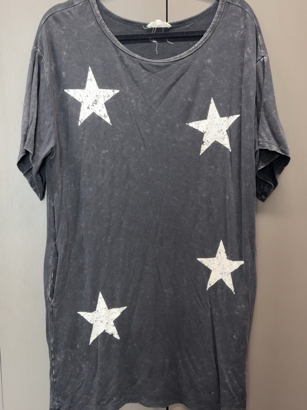 Women's Charcoal Star Print Mini Dress - Black